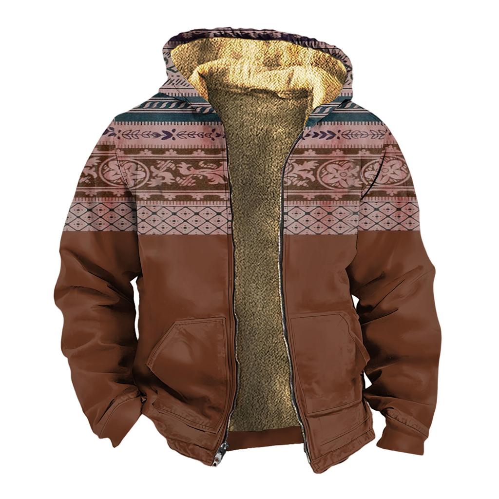 Мужская зимняя флисовая толстовка с капюшоном на молнии с накладным карманом, повседневная куртка