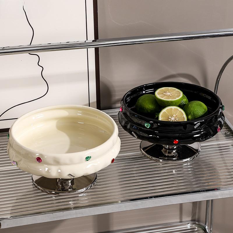 Главная Гостиная Фруктовая тарелка Креативная керамическая фруктовая тарелка на высоких ножках Свадебная вечеринка Закуски Десертная тарелка Высококачественная посуда