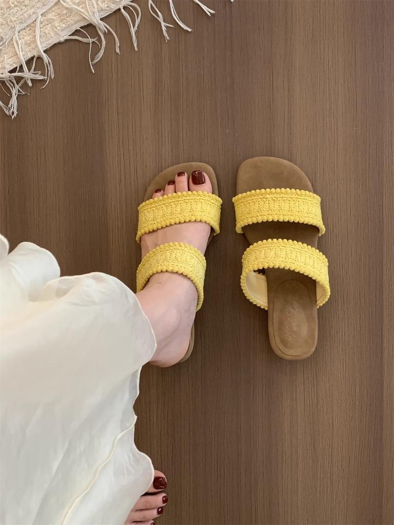 Wedge Heel High Heel Thick Sole Cool Slippers Women's Summer Wear 2025 New with Skirt Bohemian One-word Sandals