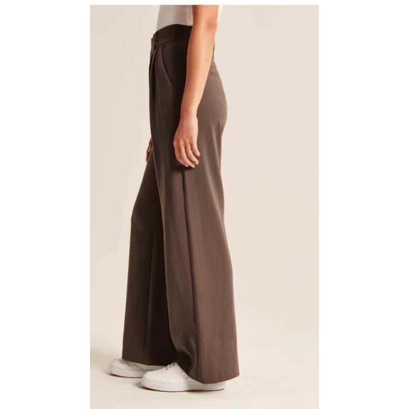 Весенние и летние женские брюки с драпировкой, тонкие однотонные брюки с высокой талией и широкими штанинами, повседневные костюмные брюки