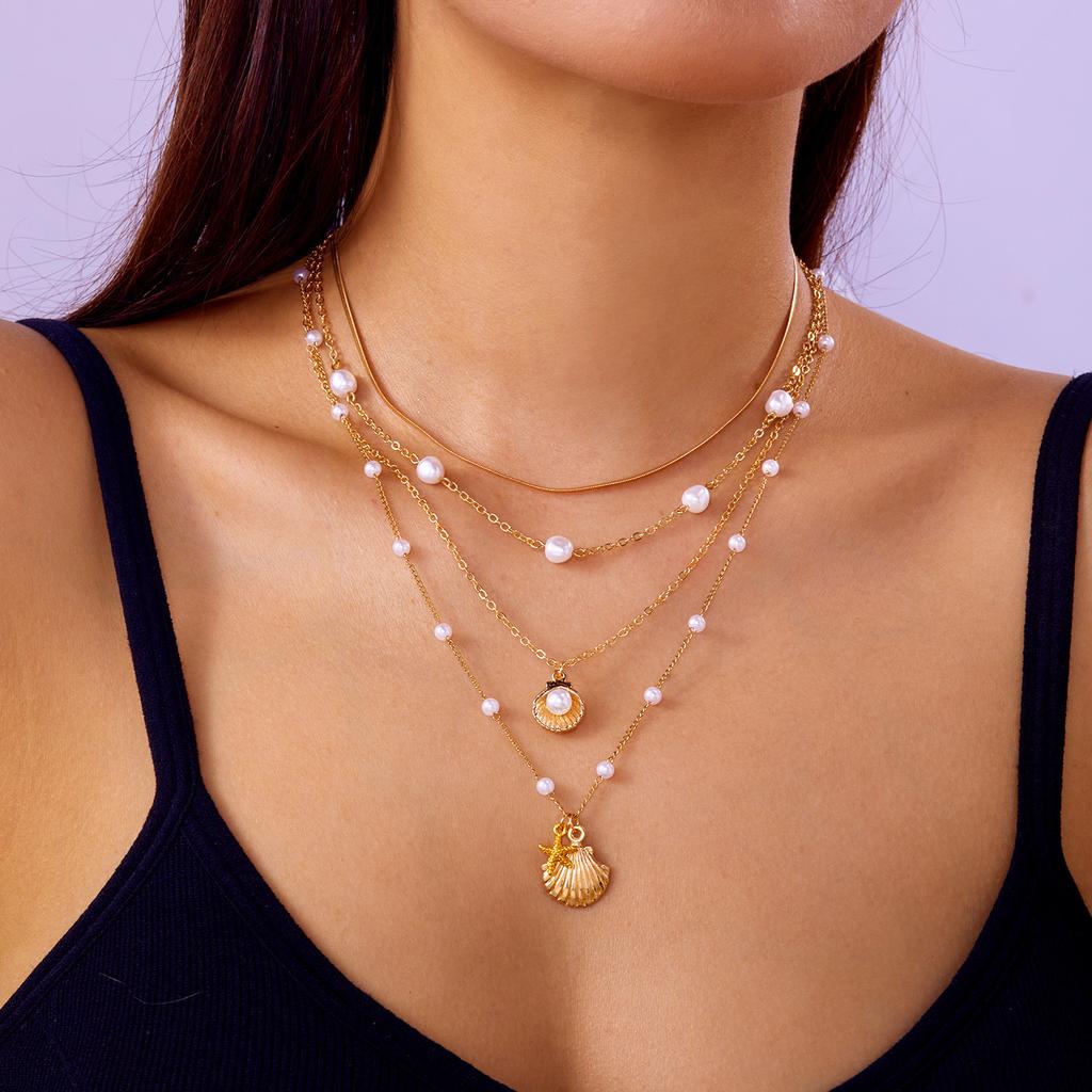 Double love pearl necklace new Internet celebrity explosion elegant temperament versatile collarbone chain high sense neck chain