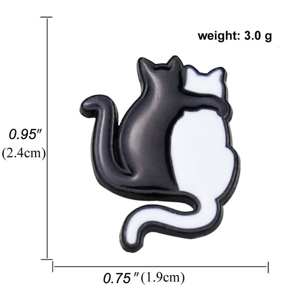 Ювелирные изделия Аксессуары Черно-белый значок-булавка с кошкой Брошь на лацкан Броши-булавки Эмалевая булавка-брошь с кошкой