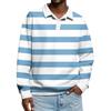 Men's Casual Striped Print Button-Up Long-Sleeve Tops