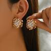 Pearl Earrings New Jewelry Retro Gold Flower Accessories Niche Light Luxury High-end Earrings Women