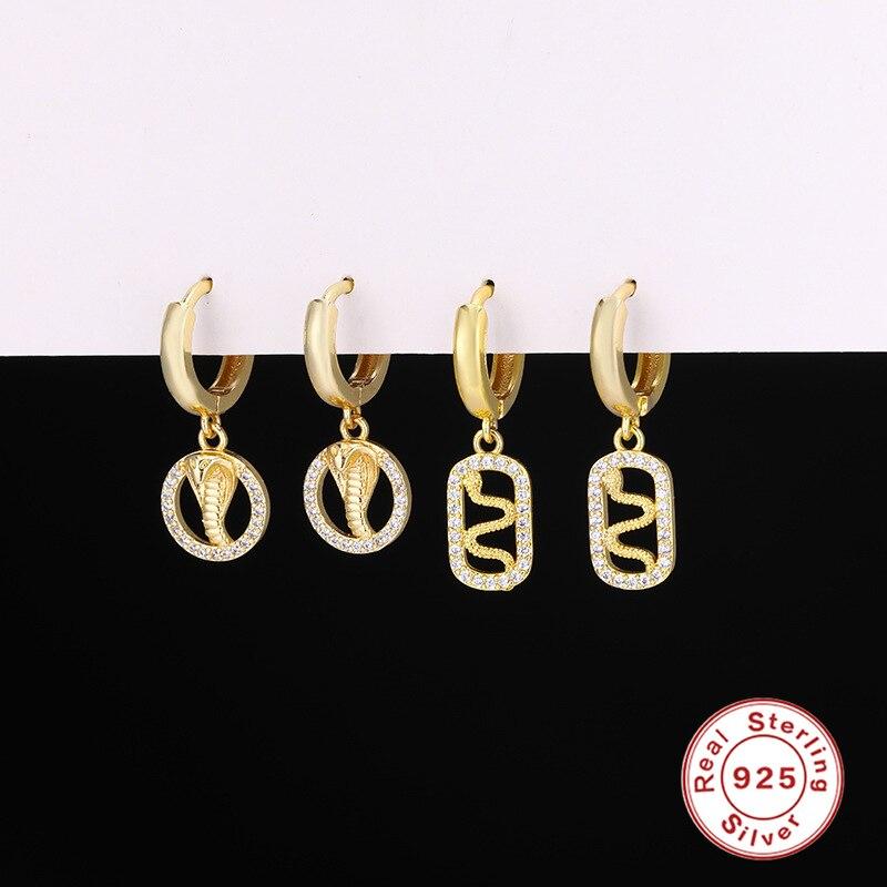 Европейские и американские винтажные серьги из стерлингового серебра 925 пробы с подвеской в виде змеиного сердца и цирконием для женщин и девочек