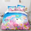 3D Unicorn Printed Bedding and Pillowcases 2 or 3 Girls' Room Bedding DE135 * 200 Full Size Soft and Quick Drying Home Decoration
