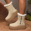 Thick-soled Snow Boots Women's New Winter Side Zipper Piled Thickened Short Boots Thermal Cotton Shoes