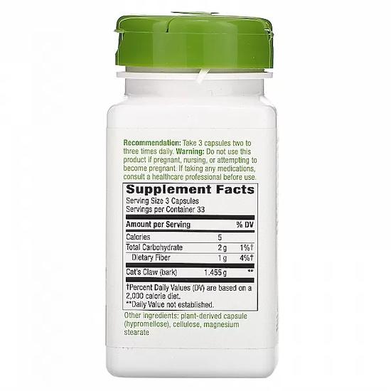 Nature's Way - Кора кошачьего когтя, 485 мг, 100 капсул