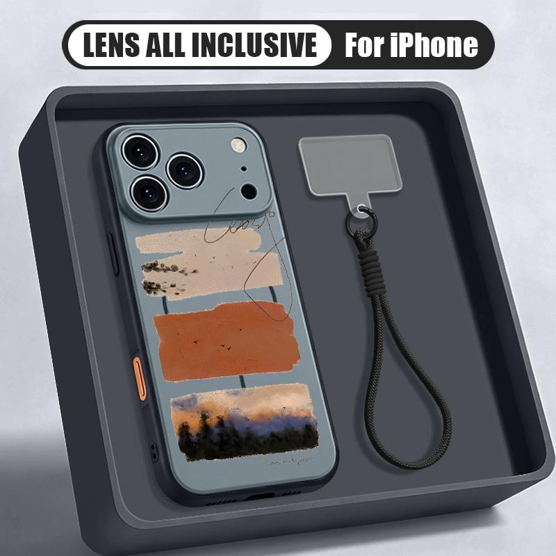 Чехол-сумка с ручкой и принтом акварельных пятен для iPhone 17 Pro Max, Гибридный TPU+PC, Магнитный для Magsafe, Матовая крышка для iPhone 16 15 14 13 Pro Max