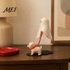 Anthropomorphic Dog Sculpture Halloween Ghost Walking Figurine, Cute Spooky Statue with Creative Table Centerpiece LED Candle, 3D Printed Tabletop