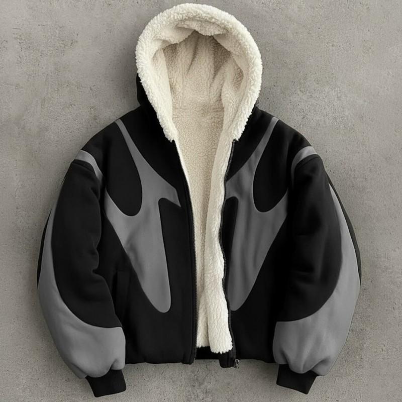 Свободная толстовка с капюшоном на молнии в стиле Y2K Streetwear с карманами Color-Block и пэчворк-дизайном