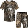 Summer Casual Camouflage Hunting Animal Wild Boar 3D T-Shirt Fashion Men's Tracksuit Short Sleeve Sportwear Men Clothing Suit