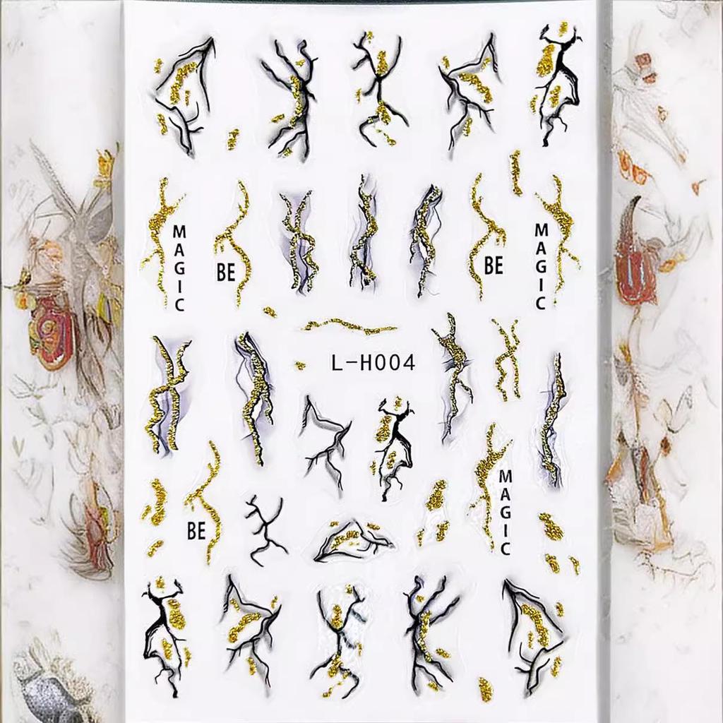 3D золотые наклейки для ногтей цветочные растения наклейки для ногтей цветочные мраморные цветочные ползунки маникюрные украшения