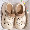 Fashion Pearl Chains Diy Clogs for Women Summer 2025 Chunky Platform Soft Bottom Eva Sandals Woman Floral Decor Cloud Slippers Shoes