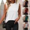 Summer Women Vest Loose Fit Sleeveless Round Neck Tank Tops Solid Color
