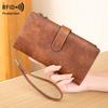 New Anti-theft Brush Women's Wallet Multi-function Three-fold Long Wallet Retro Zipper Wallet