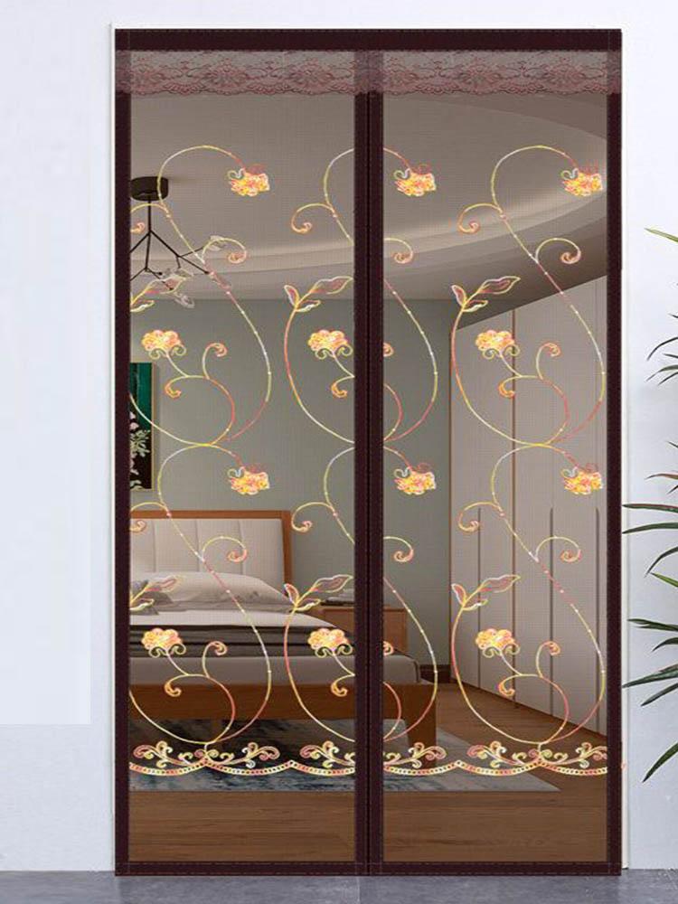 Новые вышитые магнитные экраны для дверей, занавески от комаров, насекомых, мух, не пробивают шторы, экраны для дверей в гостиную, сетка для дома