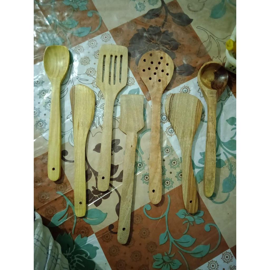 Деревянные сервировочные и кулинарные ложки деревянные коричневые ложки кухонные принадлежности набор из 7 - 8,3 см