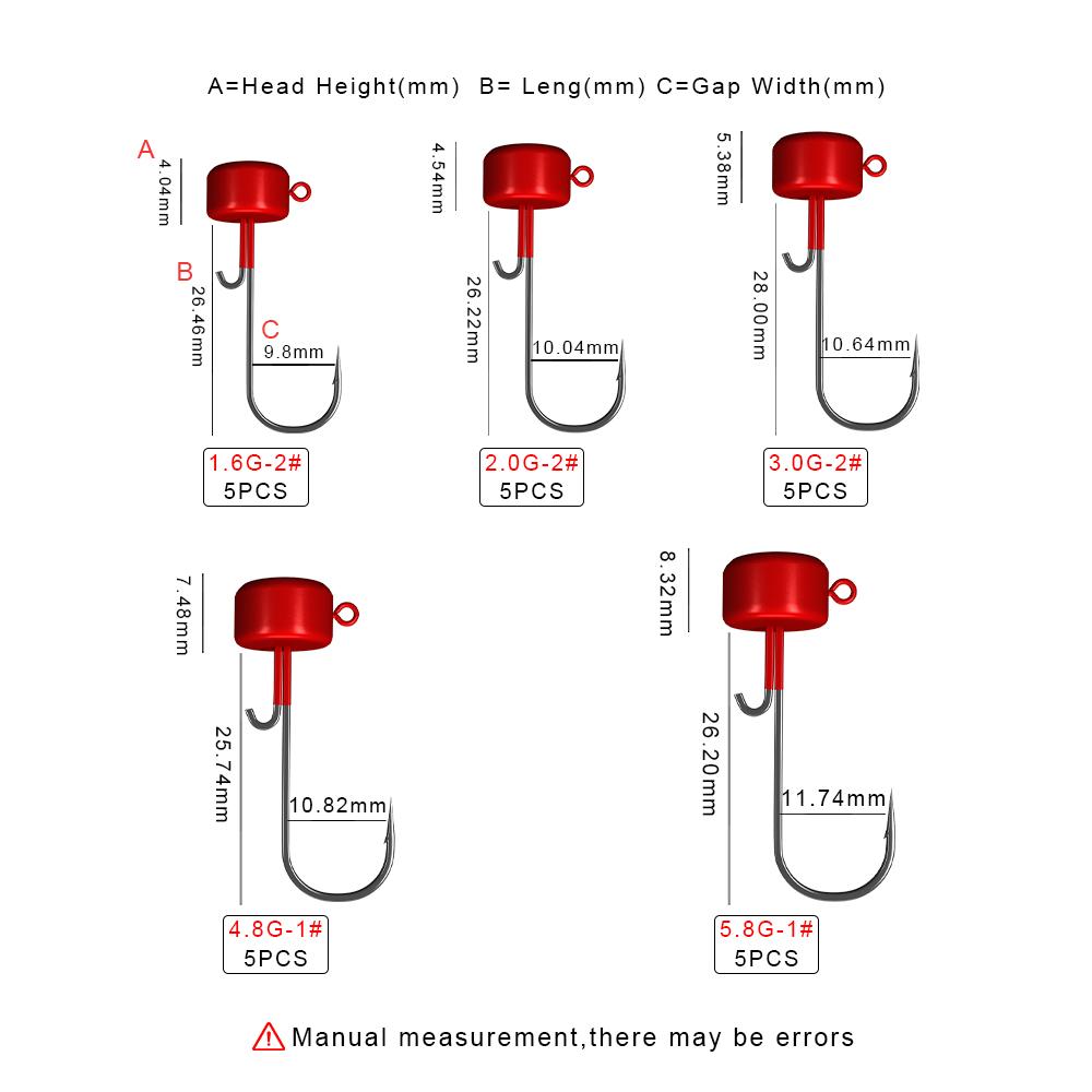 5 шт. крючок для джиг-головки 1,6 г/2,0 г/3,0 г/4,8 г/5,8 г джиг-крючок для мягкой приманки для червей