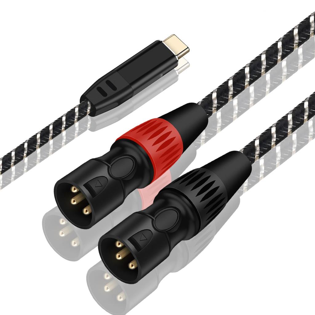 ESWN DNXB USB C к XLRx2 1.5M Type-C к 2XLR (мужчина) Микрофонный кабель, кабель USB Type-C на XLR Male Output стерео для усилителей, динамиков, микшеров,