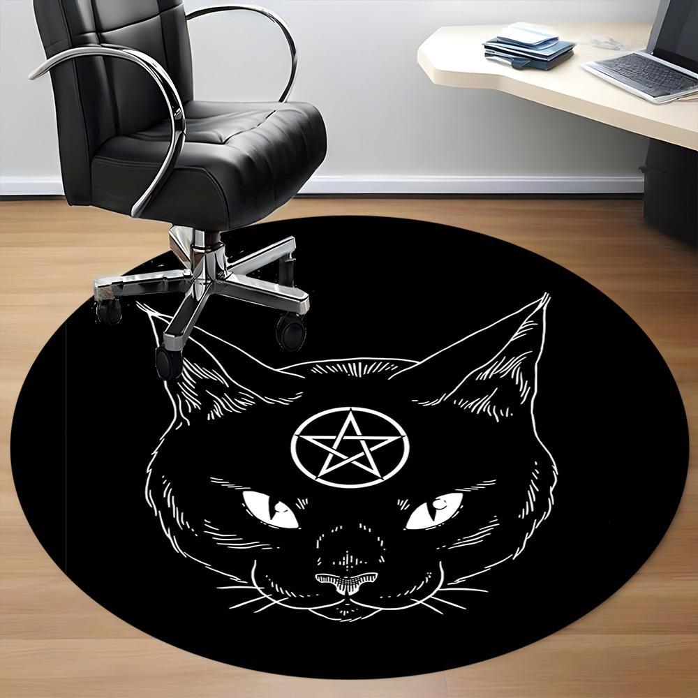 1pc Witchcraft Magic Cat Office Round Area Rug, Under Office Chairs Bedroom Living Room Home Decor, Room Deco, Available in Various Sizes