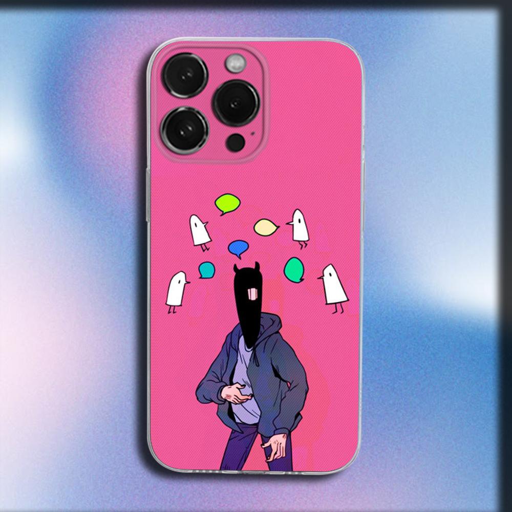 Чехол для телефона «Спокойной ночи, П-Пунпун» для iPhone 16, 15, 14, 13, 12, 11 Plus, Pro, Max, XR, XS, X, Plus, SE, Mini Прозрачный Мягкий Чехол