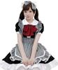 Milky Time Women's Lolita Maid Dress with Ribbon, Frills, Apron, and Check Pattern, Cosplay Costume (XL)