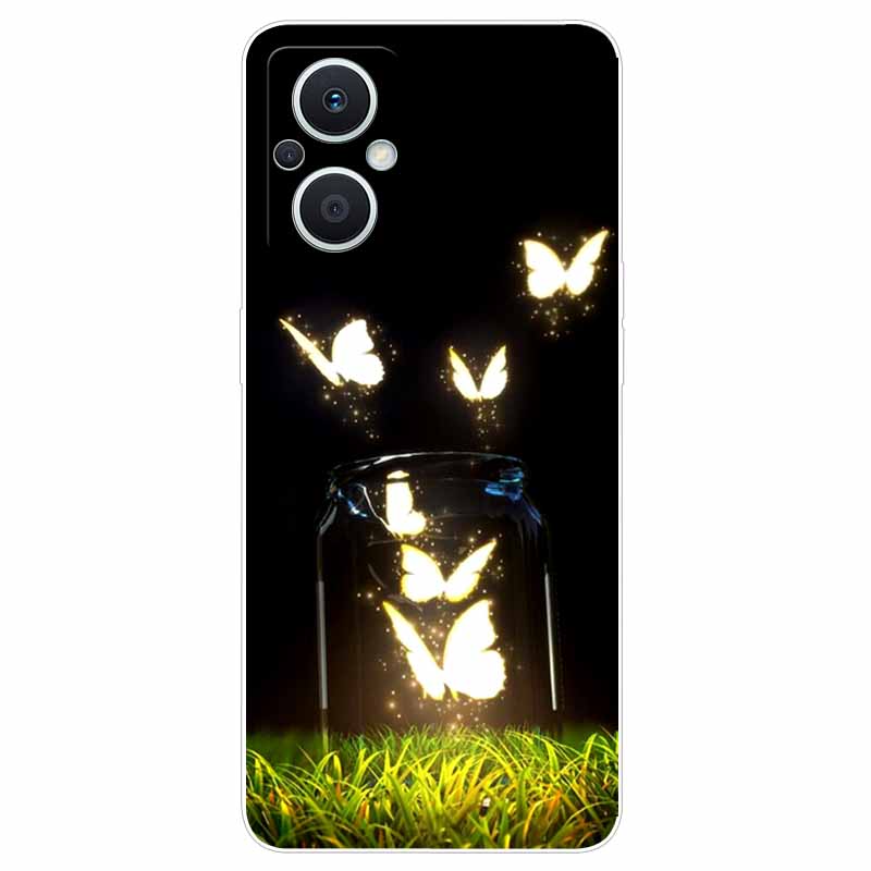Мягкий чехол для Reno8 Lite Чехол с принтом ТПУ Силиконовый Прозрачный Funda Чехлы для OPPO Reno 8 Lite 5G Чехол Reno8Lite Тонкий Пейзаж Кошка
