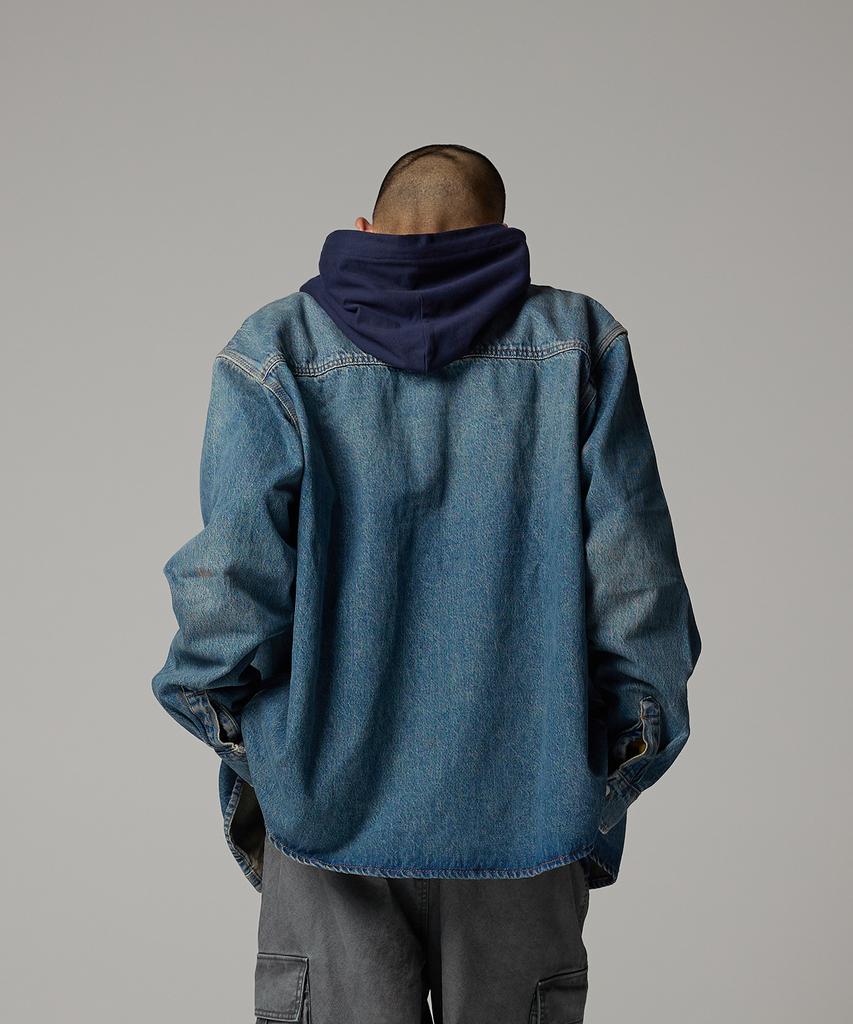 Dickies Механик Свободная Джинсовая Рубашка Хаки с Голубым Оттенком