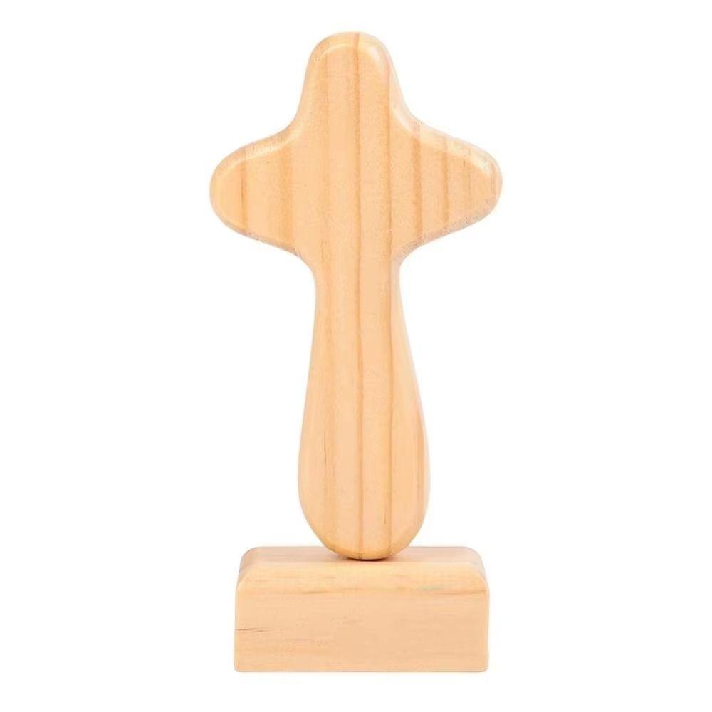 Handicraft Design Wood Cross Statue Magnetic Base Desktop Cross Ornament Home Decoration