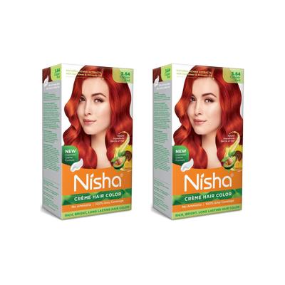 Nisha Crème Hair Color, стойкая рыжая краска для волос, 100% покрытие седины, без аммиака, медно-красный, 4,23 унции (Упаковка из 2 шт.)