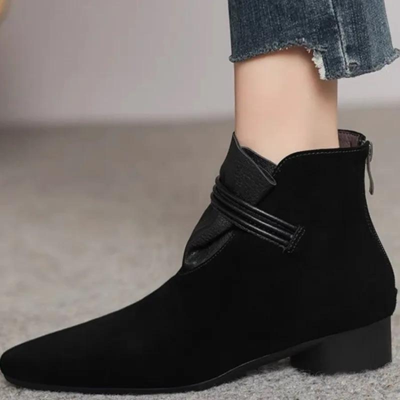 Fashion Shoes Female Hot Sale Slip On Autumn Women's Pumps Pointed Toe Mixed Colors Flock Mid Heeled Profession Pumps