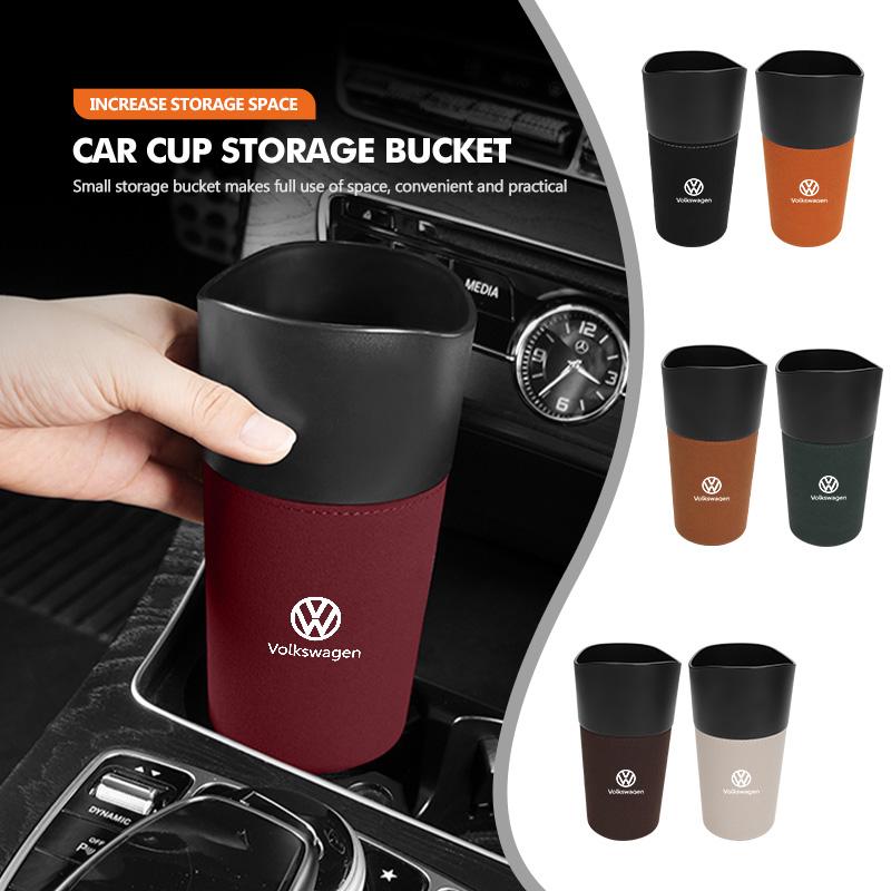 Emblems For Volkswagen VW Car Cup Shaped Trash Can Tumbled Fur Auto Storage Container Golf 4 5 6 7 Polo Jetta Sagitar Magotan Pa zf6