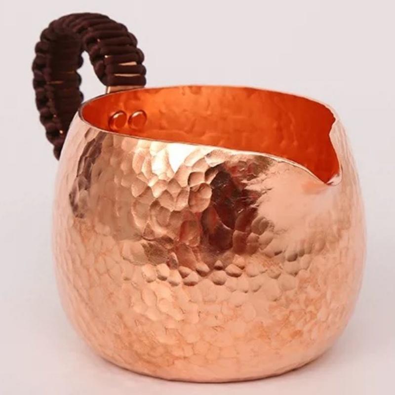 Винтажная кофейная кружка, красная, из чистой меди, с плетёной ручкой, утолщённая, 350 мл, для завтрака, ручной работы, стакан для чая, посуда для напитков, посуда