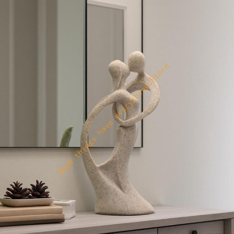 Пара Скульптур Песчаник Поцелуй Влюбленные Пара Статуэтка Абстрактные Фигурки Романтики Страстная Любовь Орнамент Домашний Декор 55KF