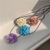 Lace-up Rope Big Flower Choker Cloth Knot Clavicle Chain Trendy Flower Necklace  Spring