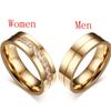 Fashion Love AAA CZ Wedding Band Ring Stainless Steel Cubic Zirconia 18K Gold Plated