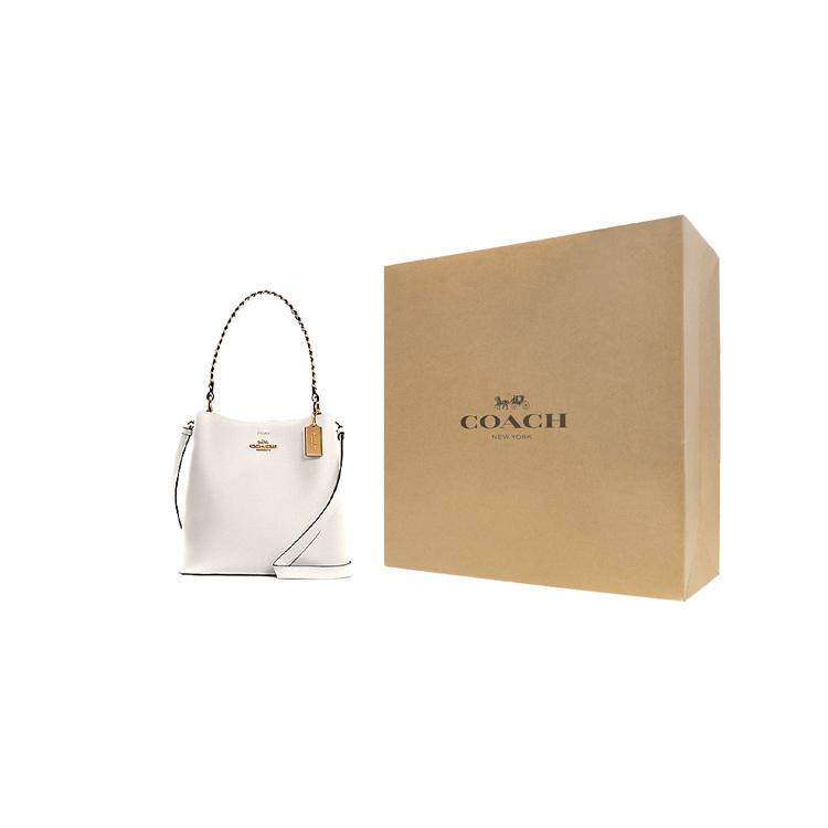 New COACH Town Polished Pebble Leather With Smooth Leather Shoulder Bag, Crossbody Bag Medium Size Women's Chalk White C4109-IMSUT
