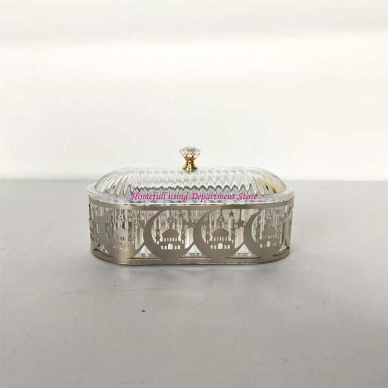 Настольный поднос Железо Рамадан Тарелка Декоративная Металлическая Конфетница Блюдо для сервировки Закуски Коробка для хранения Элегантное украшение для вечеринки