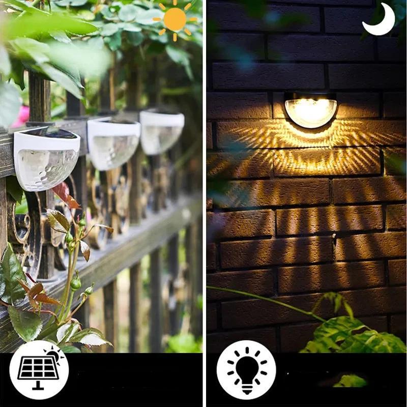 LED Solar Power Light Energy Wall Lamps Waterproof Stair Fence Lamp Semi-circular Lights Outdoor Home Garden Decoration Lighting