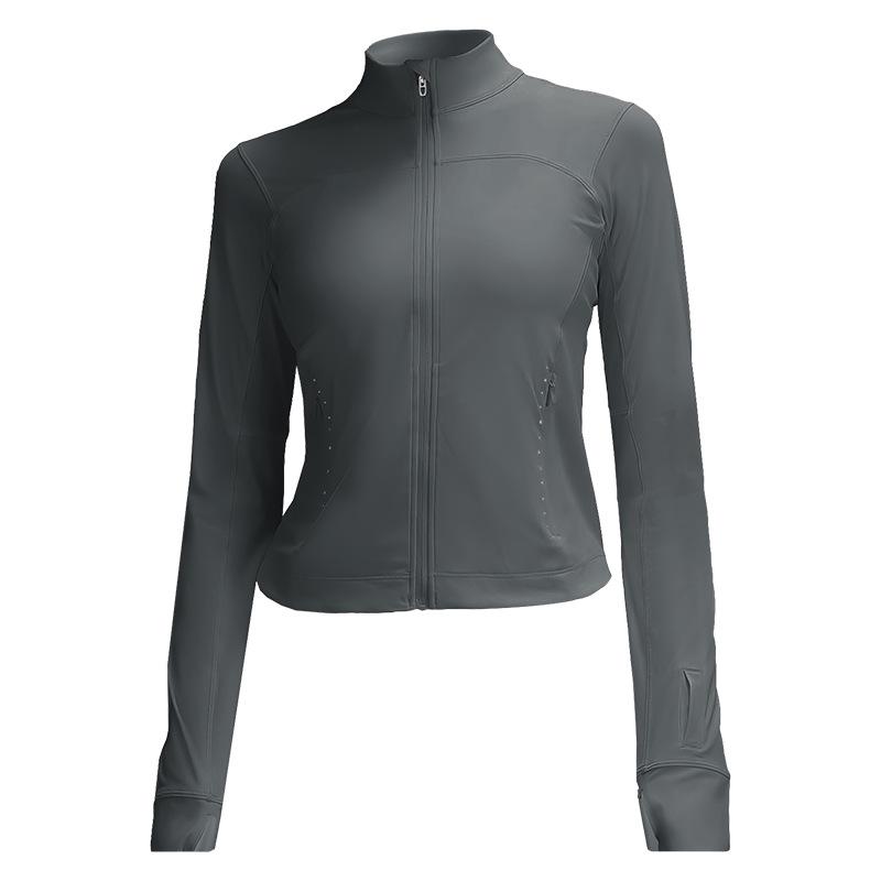 Женская спортивная куртка облегающего кроя со светоотражающими элементами - Легкий нейлон-спандекс, воротник-стойка для летних мероприятий на открытом воздухе