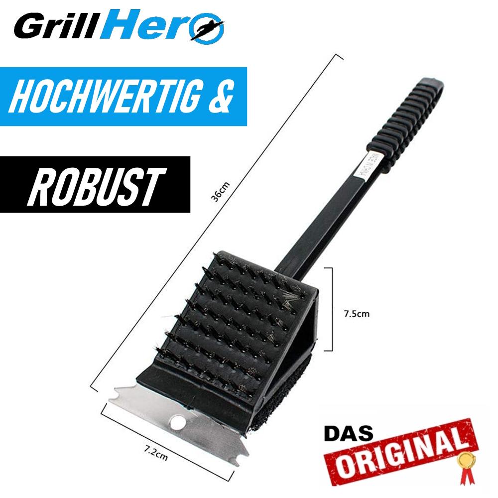 GRILLHERO 3in1 Grill Cleaning Brush Professional Grill Brush Grill Grill Grate Stainless Steel