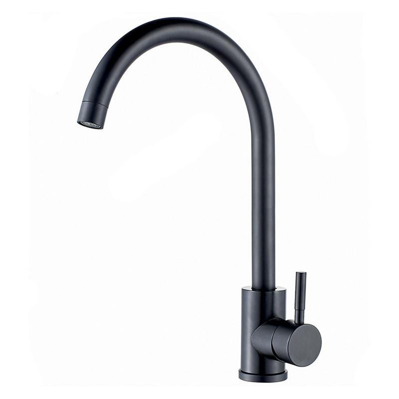 Matte Black 7 Shape High Arc Kitchen Tap Single Level Stainless Steel Kitchen Sink Faucet