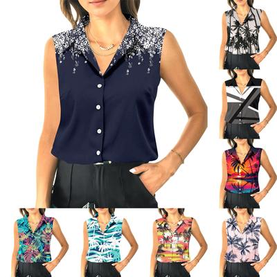 Женский летний свободный топ без рукавов с воротником-стойкой