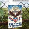 2D Flat 7.87*11.8 Inch Aluminum Decoration Featuring A Classic Eagle Over A Building, Celebrating 250 Years of Freedom in America This Patriotic