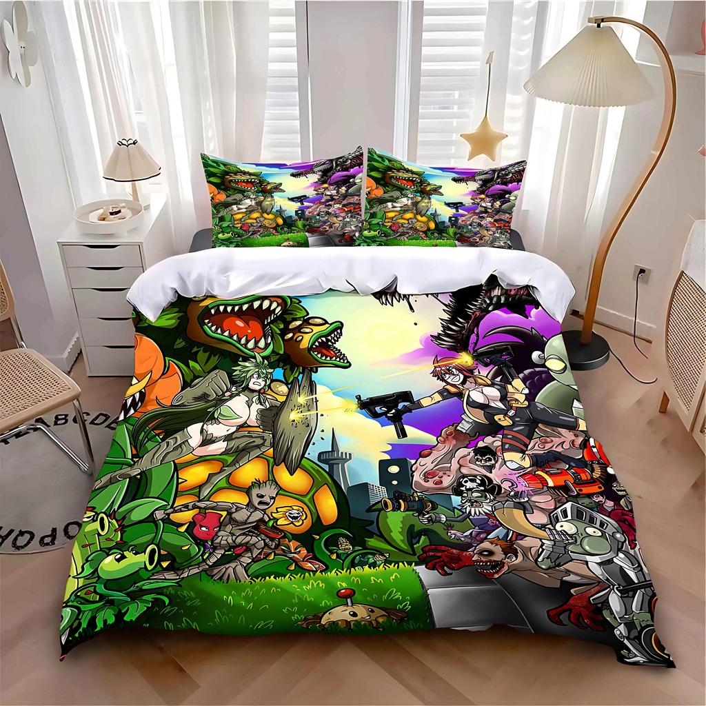P-Plants-vs-Zombies Duvet Cover Pillowcase Bedding Set Adult Boy Girl Bedroom Decoration Children Single Double Large Size Gift