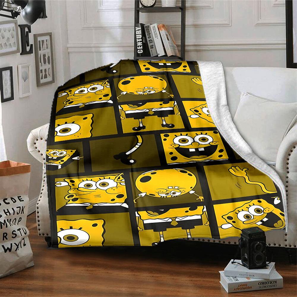 1 шт. Фланелевое плед-одеяло Губка Боб Квадратные Штаны HD Печать Легкое Мягкое Теплое Всесезонное Одеяло для Дивана, Кровати, Путешествий, Кемпинга Машинная стирка