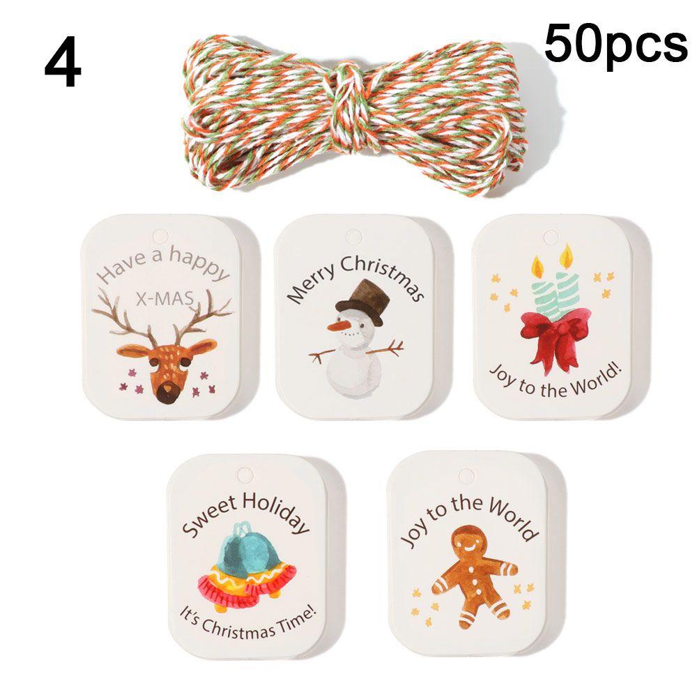 48/50 шт. Карточки для вечеринок Рождественские украшения Крафт-бумага Рождественские этикетки Бирки для упаковки подарков Крафт-бирка