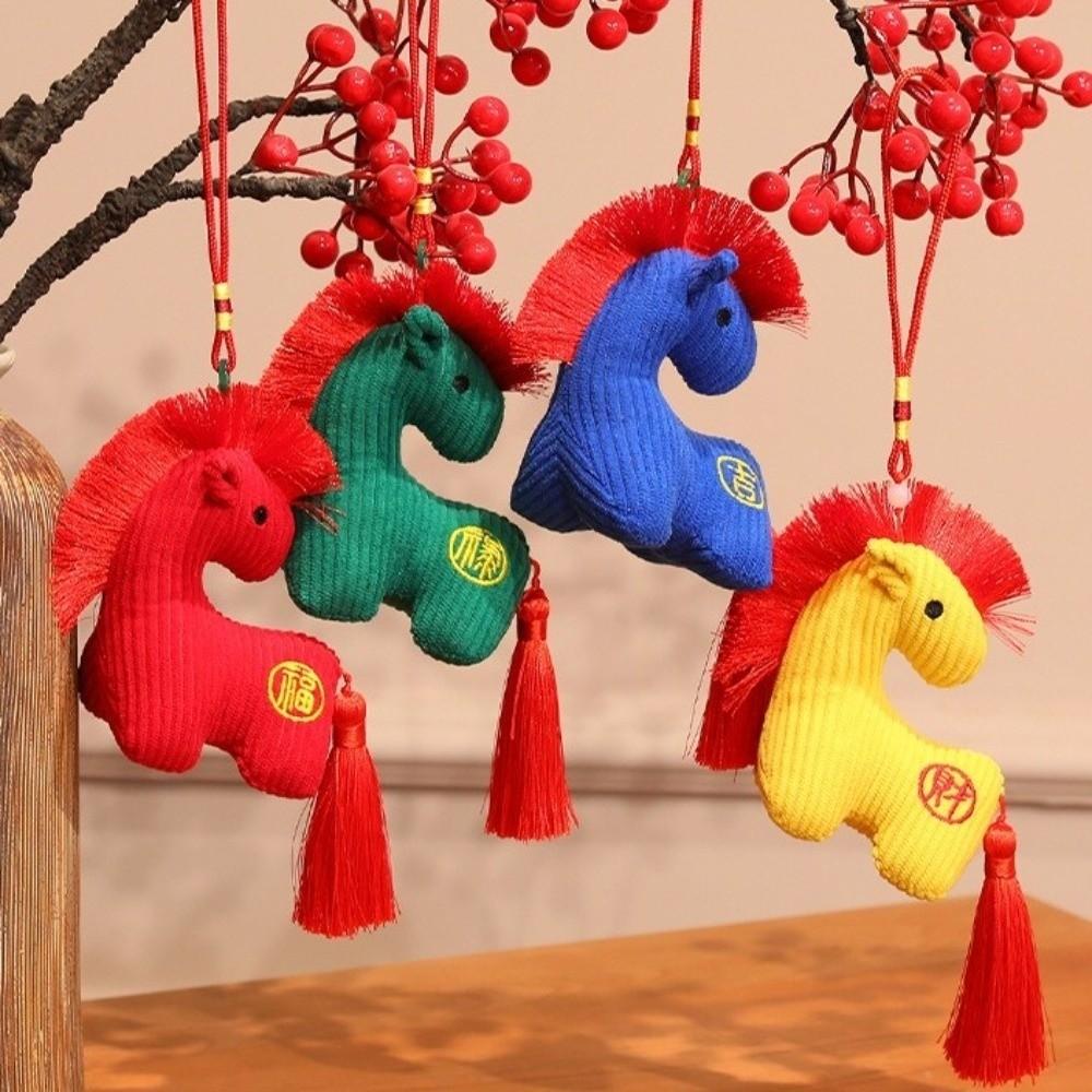 Handmade Hanging Pony Doll PP Cotton Zodiac Pony Figurine Plush Horse Keychain Backpack Pendant