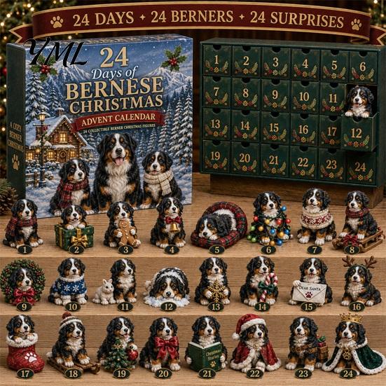 Creative Christmas Room Decor Shih Tzu Advent Calendar, 24-Day Countdown Toy Set with Mini Dog 24 Day Festive Decoration Figures, Tree Hanging Decor,